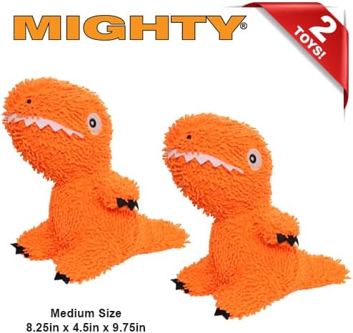 MIGHTY® 2 Pack Microfiber Medium T-Rex Dog Toys | Ultra Durable Plush Toy with Multiple Layers & Reinforced Seams , Washable and Floats , Mighty® Construction