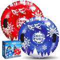 ZIZZ Inflatable Snow Tubes for Kids Adults Sledding 48" Large Heavy Duty