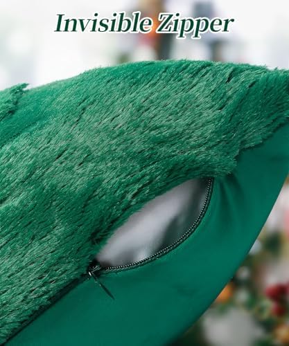 Faux Fur Christmas Pillow Covers 18x18 Set of 2