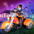 6 FT Halloween Inflatable Skeleton Ghost Riding on Motorcycle Bike, Blow Up Outdoor Decoration Clearance with Built-in LED Lights for Yard Garden Lawn Home Party Decorations