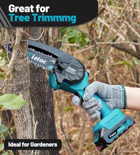 Tietoc Mini Chainsaw 6 Inch Cordless, Portable Electric Chain Saw Small Handheld Battery Powered Super Saws, Stocking Stuffers for Adults Men Gifts for Men Dad Husband Fathers Women Mom 2025