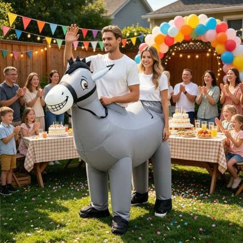 2 Person Donkey Inflatable Costume for Adults Halloween Ride On Outfit