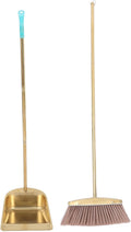 OUNONA 1set Heavy Duty Upright Broom and Dustpan Set with Long Handle and Stainless Steel Construction Includes Built Comb Teeth for Easy Cleaning in Home Office