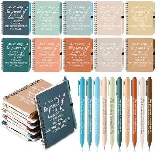 Honoson 50 Sets/100 Pcs Employee Notebook Pen Gifts, Novel Color
