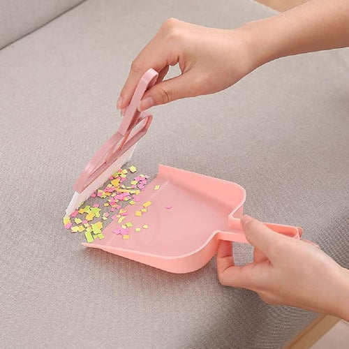 (Pack of 2 Mini Desktop Plastic Sweep Cleaning Brush Keyboard Brush Small Broom Dustpan Set with Hanging Hook