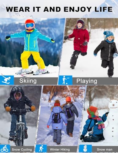 Kids Winter Pants Fleece Lined Waterproof Boys Ski Pants Thermal Outdoor Softshell with Zipper Pockets