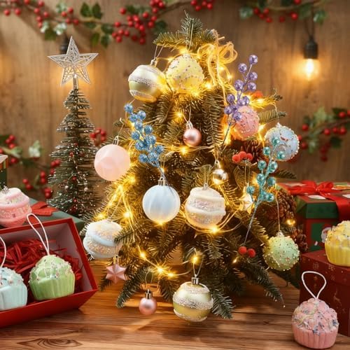 111 Pcs Pastel Christmas Tree Ornaments Candy 2026 New Year Pink Lollipops Snowflake Candy Cupcakes Donuts Ice Cream Foam Hanging Decorations Christmas Tree Birthday Party Wreath Arts Decor
