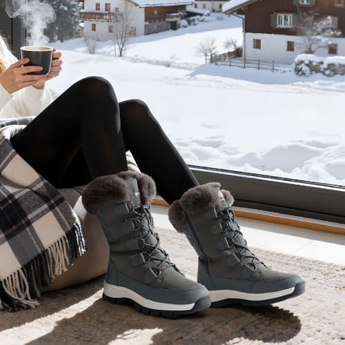 DREAM PAIRS Women's Waterproof Mid Calf Snow Boots
