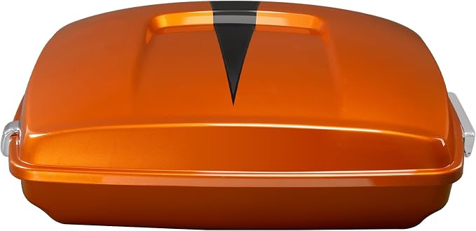 5.5" Razor Motorcycle Trunk W/Latch Key Fit For Harley 2014-2025 Touring CVO Road King Street Glide Electra Glide Ultra Limited Pack Scorched Orange/Black Denim