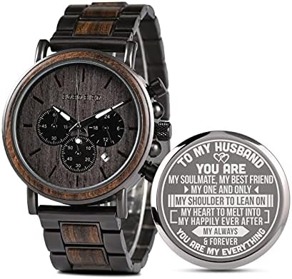 2win Engraved Wooden Watch for Boyfriend My MAN Fiancé Husband Customized Personalized Wood Watches for Men Birthday Anniversary Personalized Watch