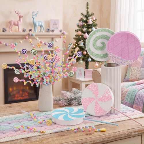 Yerliker 36 Pcs 13.78'' Giant Pastel Candy Christmas Tree Ornament, Macaron