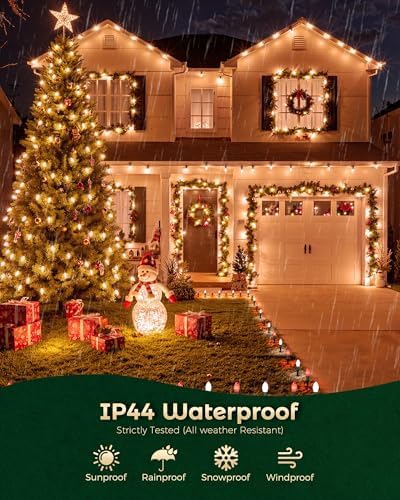 Christmas Pathway Lights Outdoor, 51.4 Ft 40 Bulbs C9 Lights Red and White