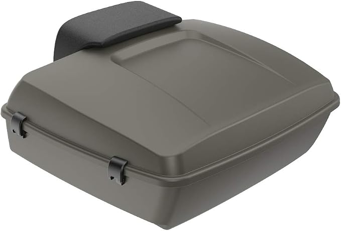 Advanblack Road Glide Tour Trunk Pack Industrial Gray Denim Chopped Tour Trunk Pack Backrest Pad for '97-'25 Harley Touring Road King Street Glide Electra Glide CVO models