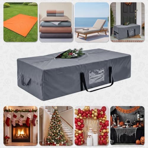 Large Halloween Storage Bag, Fits Up 12Ft Skeleton Christmas Tree, Gray