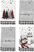 Artoid Mode Black Snowman Christmas Kitchen Towels Set of 4 18x26 Inch