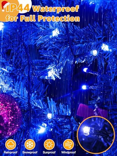 BrightChristmas 500 LED 164 FT Christmas Lights, Waterproof Outdoor String Lights with Remote and Timer, Christmas Tree Lights with 8 Modes Dimmable, Fairy Lights for Holiday Decor (Blue)
