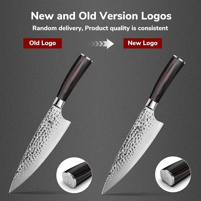 imarku 8 Inch Hammered Japanese Chef Knife,Powder Steel Edge Kitchen Knife | Forged from Japanese HC Stainless Steel,Anti-Stick Blade,Exceptional Hardness of 62±1 HRC,Ideal for Professional Knife Gift