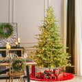 Glitzhome Artificial Christmas Tree, 9ft Vibrant Evergreen Fir Christmas Trees Prelit with 2,000 Warm White/Multi-Color Lights, 9 Function w/Foot Pedal and Remote Control, Easy Assembly