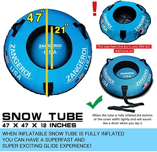 Snow Tube Snow Tubes for Sledding Heavy Duty 47 inch Snow Sleds for Kids and Adult Heavy Duty Snow Sleds for Adults Inflatable Snow Tube for Kids with Snow Tube Cover
