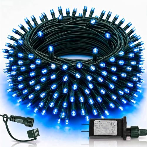 TW SHINE Christmas Lights, 200 LED 66FT Outdoor Christmas Lights Plug in with 8 Modes, Waterproof Light Outdoor, Indoor Xmas Decorations for Party Yard House Decor, Blue