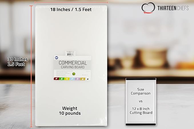 Thirteen Chefs Extra Large 30 x 18 Inch Cutting Board for Meats, Game and Fish – 1/2 Inch Thick HDPP Plastic for Food Service, 10 pounds