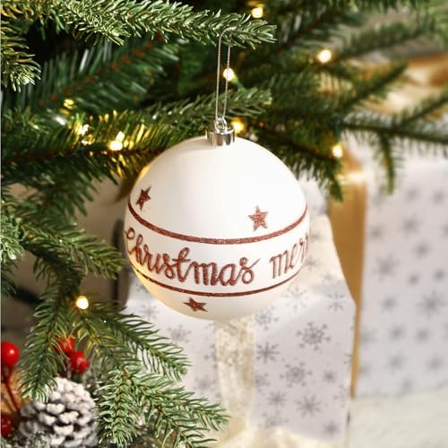 SHareconn 100MM/4 Inch 9PCS Large Christmas Balls Ornaments, Red and White