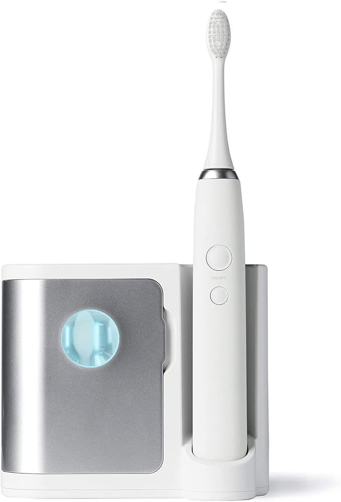 Vanity Planet Elements Ultrasonic Electric Toothbrush - Silver - Advanced Oral Care with UV Sanitizing Charger Base with 3 Replacement Heads - 99.9% Effective Keeping Your Teeth Clean