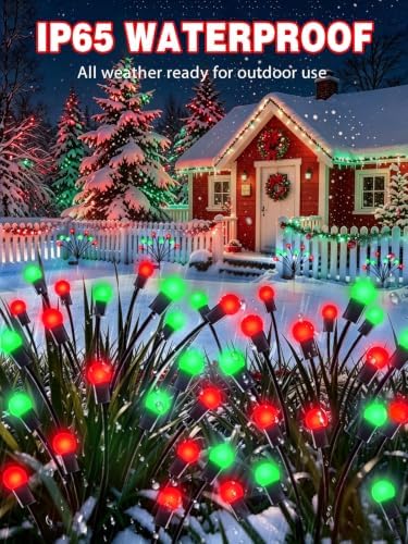 Christmas Decorations Outdoor Solar Firefly Lights 6 Pack Red and Green