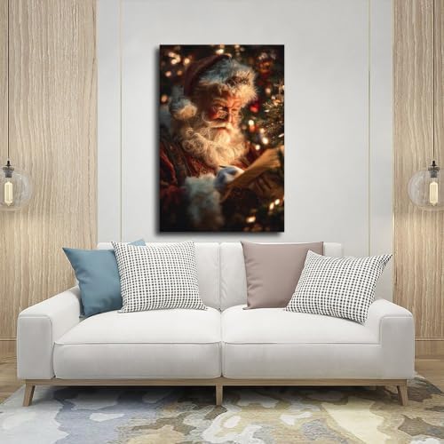 JDBeehpy Classic Santa Claus Writing Notes Wall Art Poster Framed 12x18inch