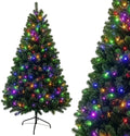 6FT Pre-Lit Green Artificial Christmas Tree with 300 Dual-Color LEDs, 9 Lighting Modes, 667 Branch Tips, Hinged Semi-Automatic Setup for Home, Office and Indoor Holiday Party Decor