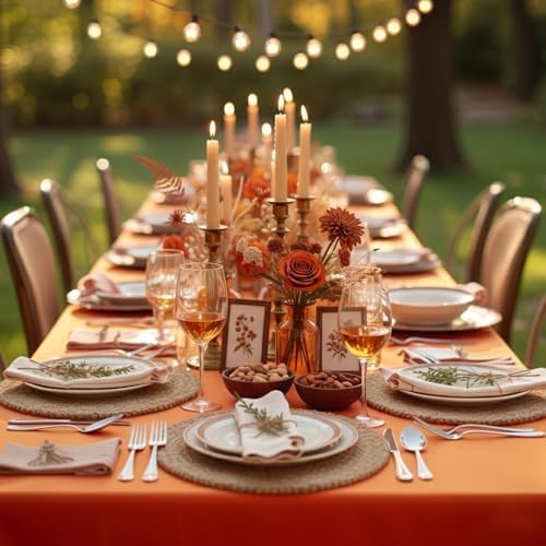 HolidayIdeas 4-Pack 6ft Rust Fitted Tablecloth for Fall Festival