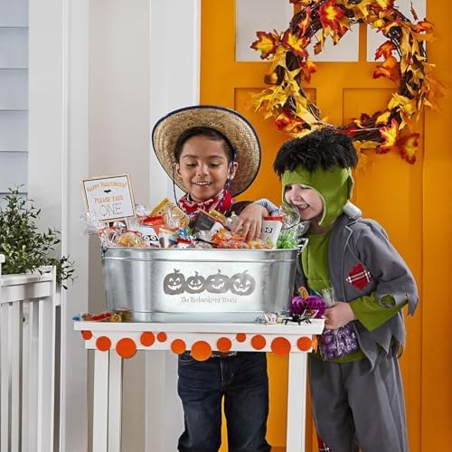 Let's Make Memories Personalized Beverage Tub - Halloween Party - Halloween Decorations - Galvanized Metal Drink Tub - Trick or Treat Candy Bowl - 5.5 Gallons - Happy Halloween
