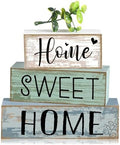 Moucuny 4 Pcs Farmhouse Table Decor Home Sweet Home Wooden Block Signs