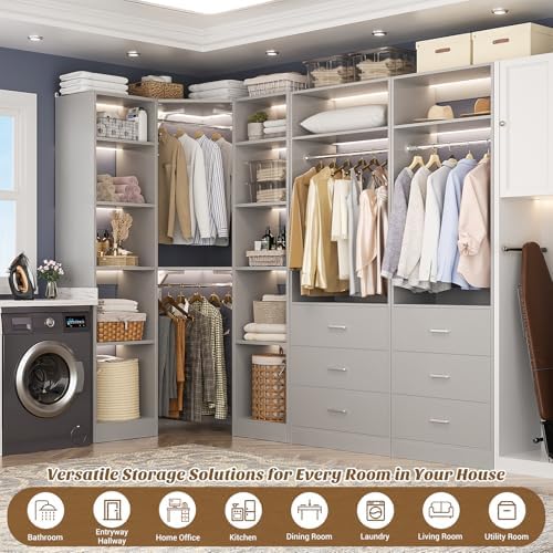 Besiost Corner Closet System with 6 Drawers, Corner Closet Organizer System