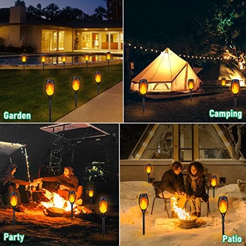 IkeeRuic Solar Torch Light with Flickering Flame for Halloween Decorations