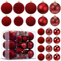Civaner 52 Pcs Velvet Christmas Ball Ornaments Flocked Christmas Tree Hanging Ornaments 3 Assorted Size Shatterproof Xmas Ball Decorations Set for Xmas Holiday Winter Party Decor (Burgundy)