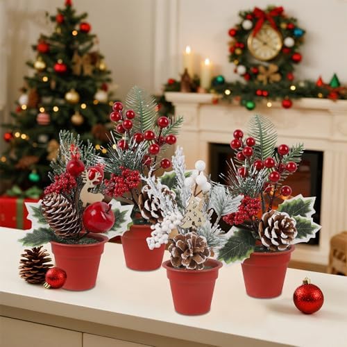 winemana Mini Christmas Tabletop Trees Centerpieces Decorations for Office