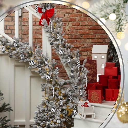 96 Pcs Christmas Tree Ornaments Black White Candy Ball Ornament