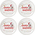 Lenox Snoopy Christmas 4-Piece Accent Plates, Appetizer Plate Set for 4