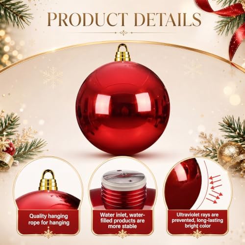 Threan 6 Inch Red Shiny Large Christmas Ball Ornament