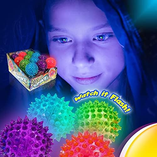 JA-RU Light Up Spiky Balls for Kids (24 Pack) – 695-24p