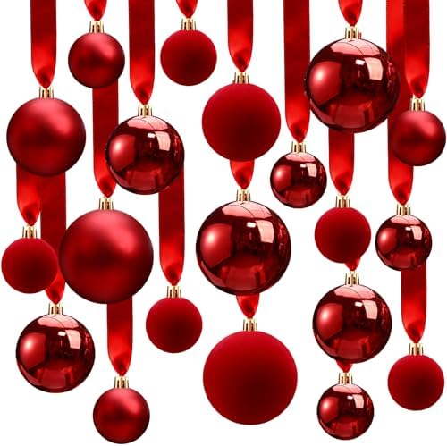 Halloscume 78 Pcs Christmas Ball Ornaments Ceiling Hanging Decor, Red