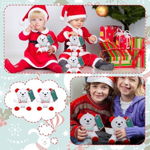 Haull 18 Pcs Christmas Jesus Mini Plush Bears, Red