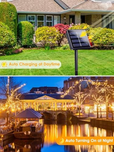 Solar Christmas Lights Outdoor 6 Pack 228FT 600LED String Lights Warm White