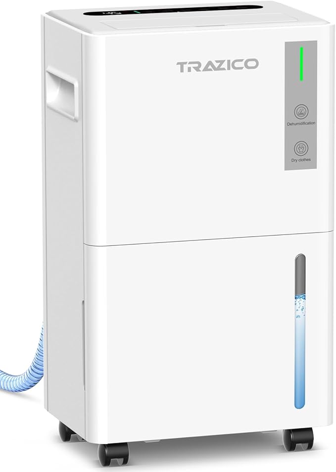 1500 Sq.ft Dehumidifier for Basement, Trazico 21 Pint Quiet Dehumidifiers for Home with Drain Hose, Smart Humidity Control, 3 Modes, 24H Timer, Auto Defrost, for Large Room, Bedroom, and Bathroom