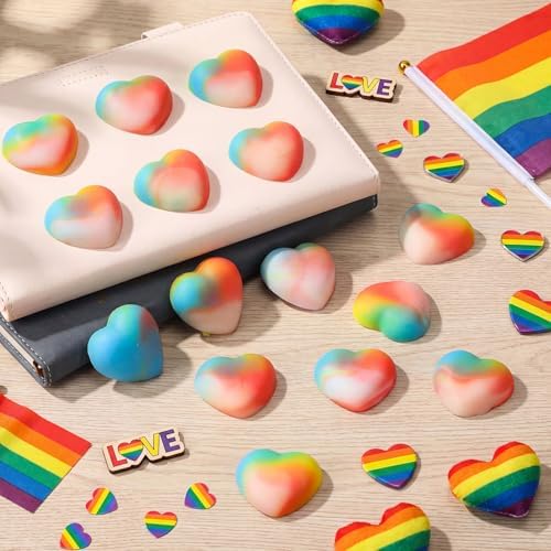 Thenshop 30 Pcs Pride Pocket Hug Rainbow Heart Decor Gift Bulk