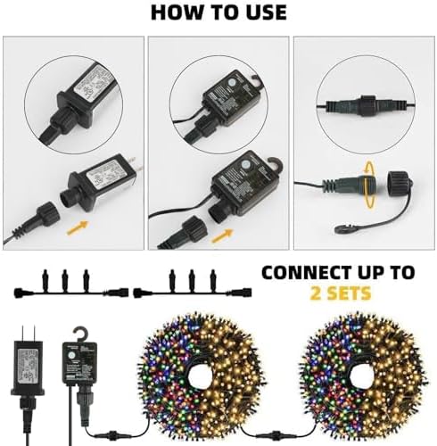 500 LED Warm White to Multicolor Christmas Tree Lights Outdoor
