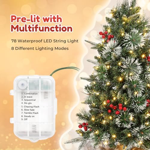 GarveeHome 3 ft Pre-Lit Artificial Mini Christmas Tree, Table Top Christmas Tree with 85 Warm White Led Lights, Cloth Bag Base, Battery Operated Outdoor Xmas Decor for Tabletop or Desk,2 Pack
