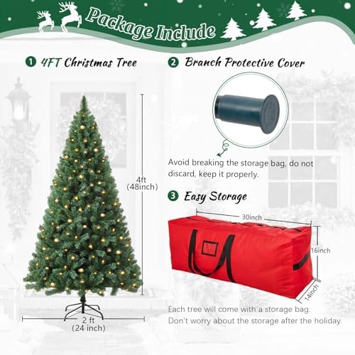 4ft Green Prelit Artificial Christmas Tree,Arbol de Navidad Small Xmas Tree
