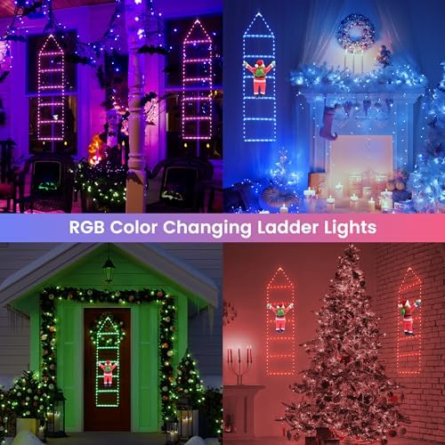 Toodour Christmas Decorations Lights, 3.3ft Smart RGB Christmas Decorative Lights with Santa Claus, Bluetooth & App Controlled Ladder Light - Music Sync Color Changing Xmas Light for Indoor Outdoor